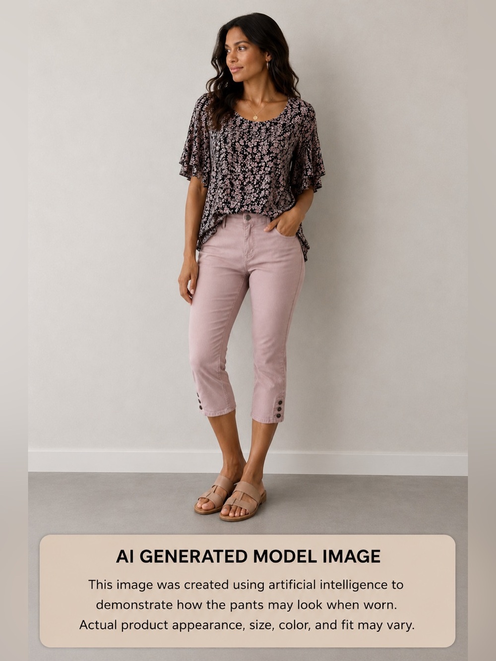 Lee Women's Pink Capri Modern Series Mid rise Fit